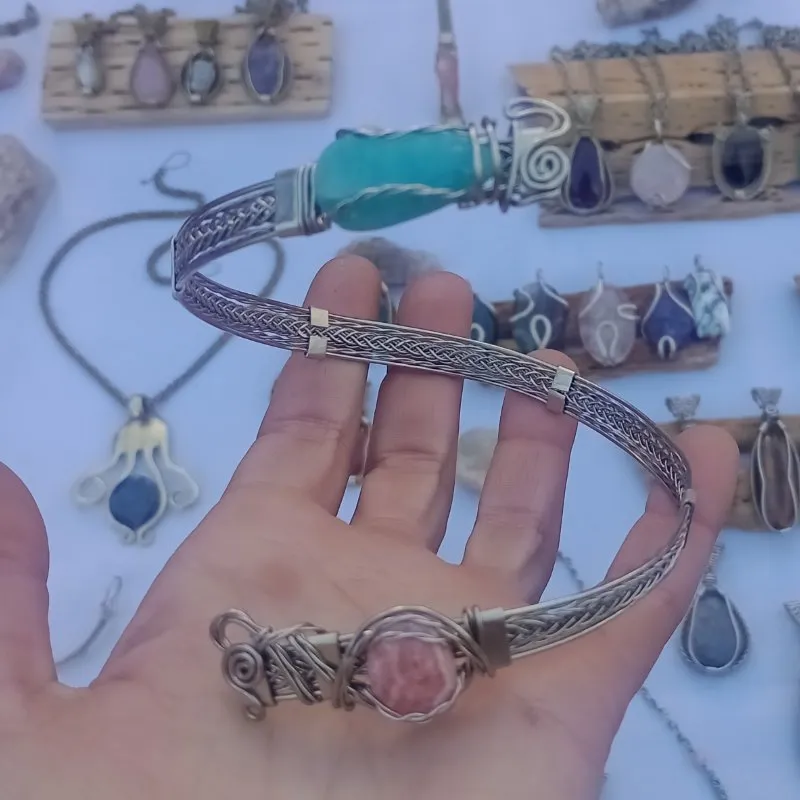 Brazalete Amazonita y Rodocrosita