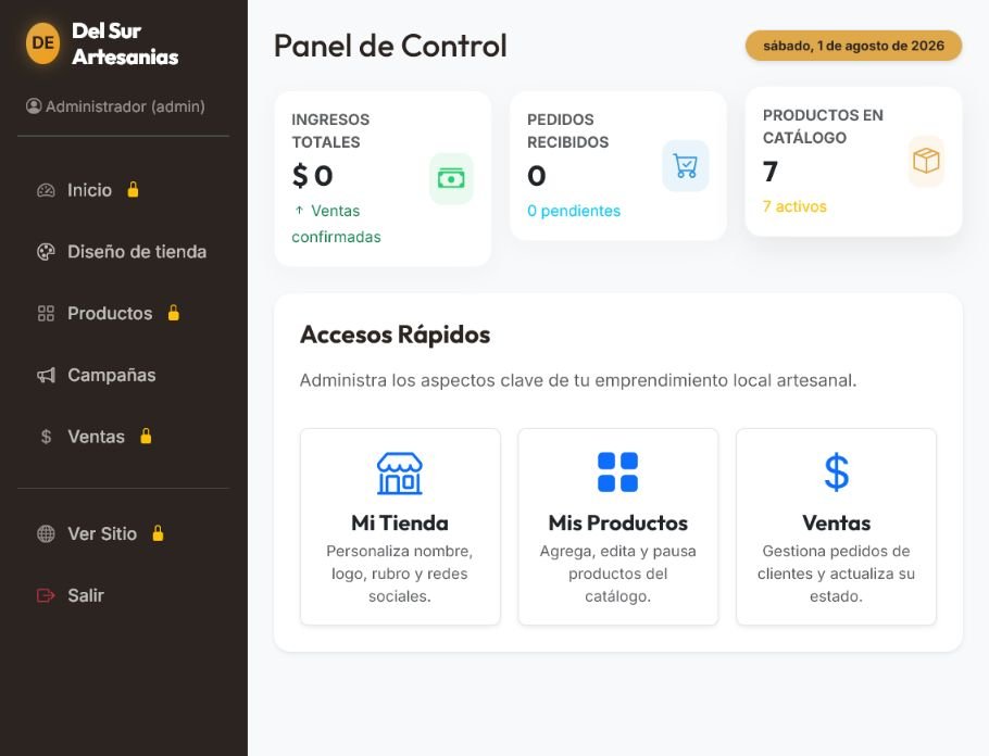 Panel general con pedidos, productos y accesos rápidos